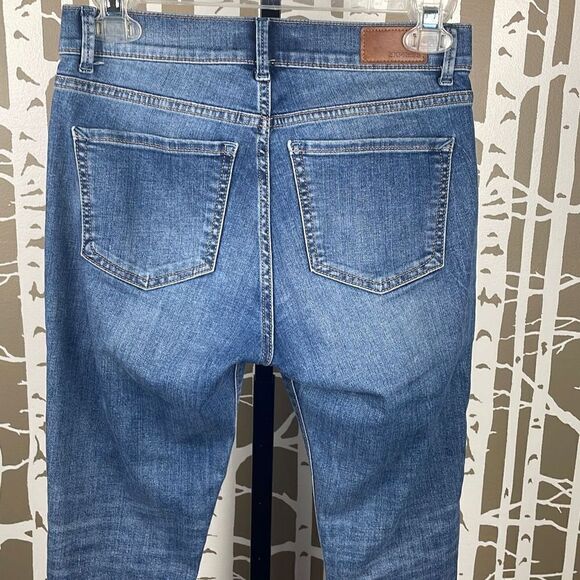 Express High Rise Embroidered Tuxedo Stripe Cropped High Rise Denim Legging / Je - Picture 9 of 11